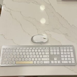 Modern White Wireless Keyboard and Mouse Combo